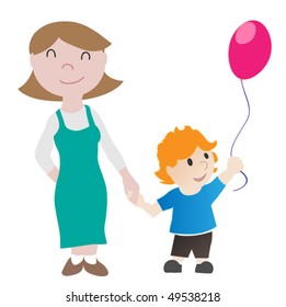 Happy mother and son