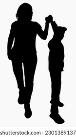 Happy mother and son silhouette