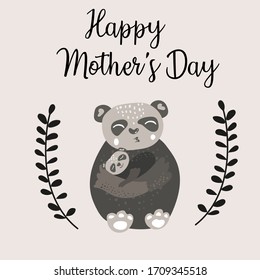 happy motherdays card ilustrations with animals