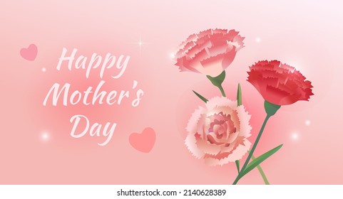 Happy mother's banner day pink elegant rose flower with shining bokeh background
