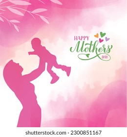 Happy Mothers Day, 14th May, Wishes Template Vector Design. Kids, Family, Love
