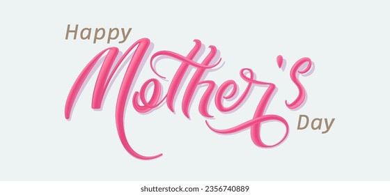 Happy Mother's day 3d pink text vector illustration.