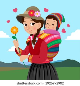 Happy mothers day, happy Andean mom day. Peruvian mother