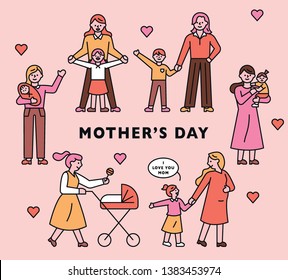 Happy mother's day anniversary cards. flat design style minimal vector illustration