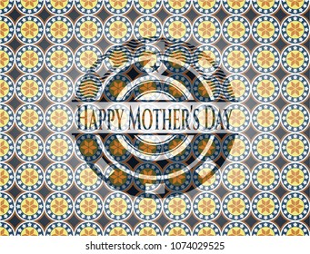 Happy Mother's Day arabesque style badge. arabic decoration.