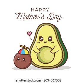 feliz día de la madre con personaje aguacate