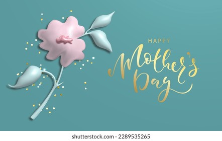 Happy Mother's Day background with 3d flower.Modern design with beautiful flower.Vector illustration is suitable for postcards, banners, advertising brochures and much more.