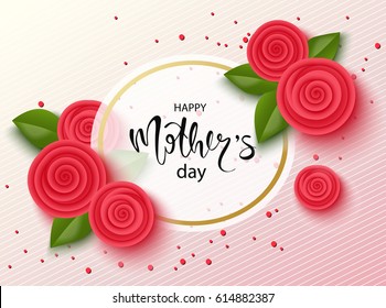 Happy mothers day background with beautiful flowers. Greeting card with hand drawn lettering. Vector illustration template, banners. Wallpaper, flyers, invitation, posters, brochure