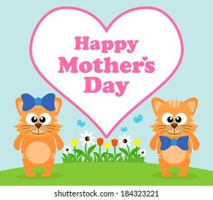 Happy Mother's day background card with cat