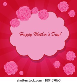 Happy mother's day background with cloud and flowers on the pink phone with rays