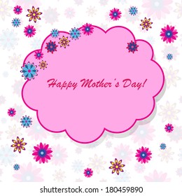 Happy mother's day background with cloud and flowers on the white phone