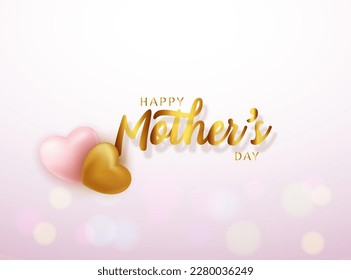 Happy mothers day background design with golden heart