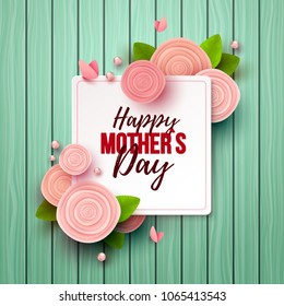 Happy Mothers Day background with flowers. Vector illustration.