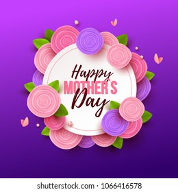 Happy Mothers Day background with flowers. Vector illustration.