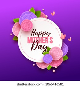 Happy Mothers Day background with flowers. Vector illustration.