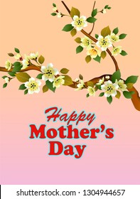 Happy Mother's Day background with flowers on the tree.