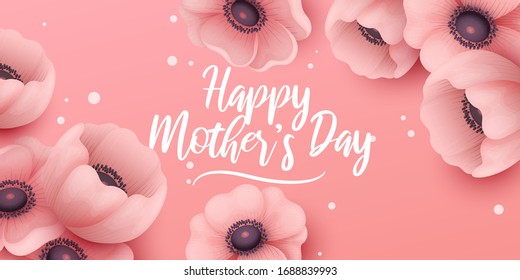 Happy Mothers Day background with flowers. Vector illustration.
