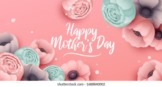 Happy Mothers Day background with flowers. Vector illustration.