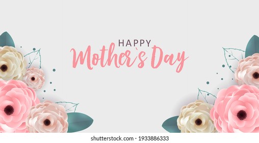 Happy Mothers Day Background with Flowers. Vector Illustration EPS10