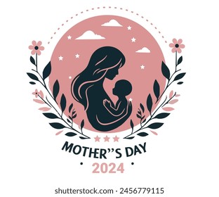 Happy Mothers Day background with flowers and hearts. Vector illustration