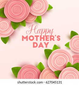 Happy Mothers Day background and flowers  Vector illustration 