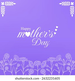 Happy mother's day background. Mothers day greeting card with flowers on purple backdrop. vector illustration for sale, card, poster, template, label, web banner, cover design