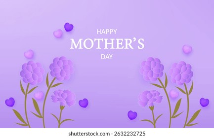 Feliz dia das mães. Cartão comemorativo do dia das mães com corações e flores em fundo rosa. ilustração vetorial para venda, cartão, cartaz, modelo, etiqueta, banner da web, design de capa