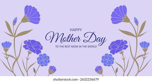 Happy mother's day background. Mothers day greeting card with flowers on light purple backdrop. vector illustration for sale, card, poster, template, label, web banner, cover design