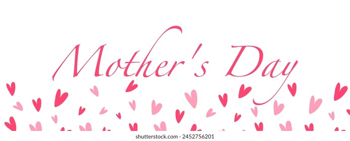 Happy Mothers day background with hand drawn hearts on white background. Vector banner, postcard, background. Vector EPS 10