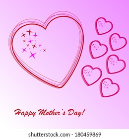 Happy mother's day background with heart on the pink phone