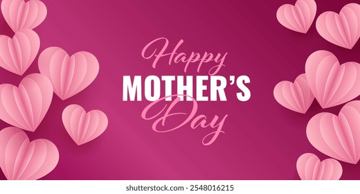 Happy Mothers Day background with hearts. Vector illustration