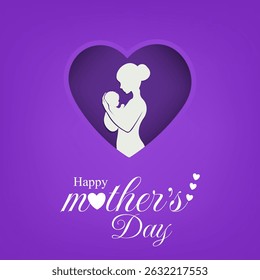 Feliz dia das mães. Mães segurando o filho no pano de fundo roxo. Dia das mães Cartão de saudação vetor ilustração para venda, cartão, cartaz, modelo, etiqueta, banner web, design de capa, banner etc.