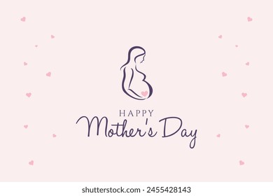 Happy mother's day background illustration with pink heart. Mother vector. Mom's day. 