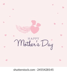 Happy mother's day background illustration with pink heart. Mother vector. Mom's day. 