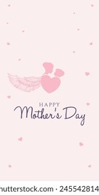 Happy mother's day background illustration with pink heart. Mother vector. Mom's day. 