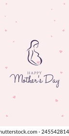 Happy mother's day background illustration with pink heart. Mother vector. Mom's day. 