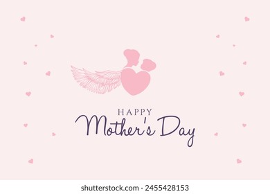 Happy mother's day background illustration with pink heart. Mother vector. Mom's day. 