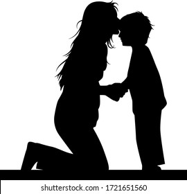 Happy mother's day background image. Mother and child silhouette for background, banner, backdrop, poster. Family love symbol. Eps 10.