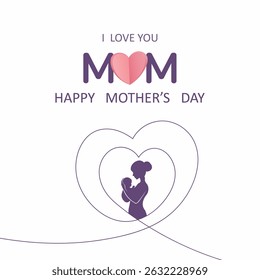 Feliz dia das mães. Mamãe abraçou o bebê. Dia das mães Cartão de saudação vetor ilustração para venda, cartão, cartaz, modelo, rótulo, banner web, design de capa, banner, pano de fundo etc.