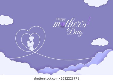 Feliz dia das mães. Mamãe abraçou o bebê. Dia das mães Cartão de saudação vetor ilustração para venda, cartão, cartaz, modelo, rótulo, banner web, design de capa, banner, pano de fundo etc.