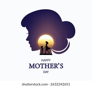 Feliz dia das mães. Mãe segurando a mão da criança. Cartão de saudação de dia das mães. ilustração vetorial para venda, cartão, cartaz, modelo, etiqueta, banner web, design de capa etc.