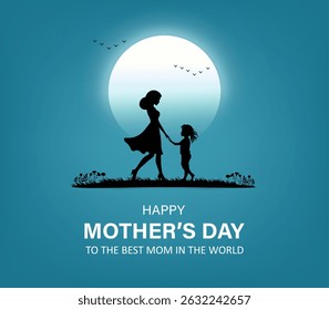 Feliz dia das mães. Mãe segurando a mão da criança. Cartão de saudação de dia das mães. ilustração vetorial para venda, cartão, cartaz, modelo, etiqueta, banner web, design de capa etc.