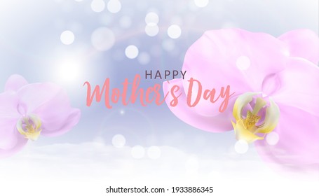 Happy Mothers Day Background with Realistic orchid flowers. Vector Illustration EPS10