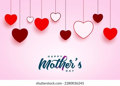Happy mothers day background with red hearts