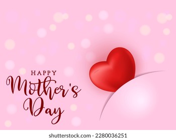 Happy mothers day background with red hearts