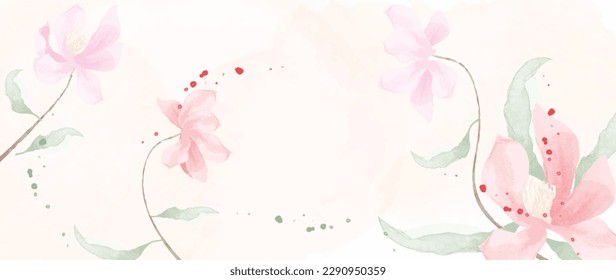 Feliz día de la madre vector de fondo. Cubierta acuática de diseño de papel de pared floral con flores silvestres coloridas, hojas. Diseño de ilustración de concepto del día de la madre para cubierta, banner, tarjeta de saludo, decoración.