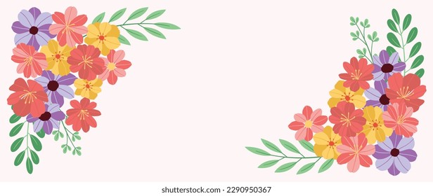 Happy mother's day background vector. Floral wallpaper design with colorful bouquet, flower frames in hand drawn. Mother's day concept illustration design for cover, banner, greeting card, decoration.