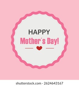 Happy Mother's Day badge vector featuring cute design elements like hearts, and soft pastel colors. Perfect for greeting cards, social media, and print materials.