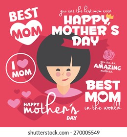 Happy Mothers Day Badges and Labels card. Amazing lettering