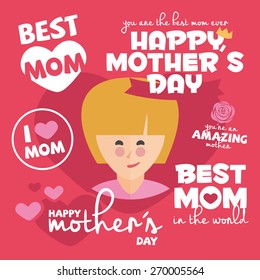 Happy Mothers Day Badges and Labels card. Amazing lettering